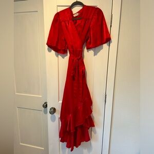 Red float dress. Flounce. Size 8.